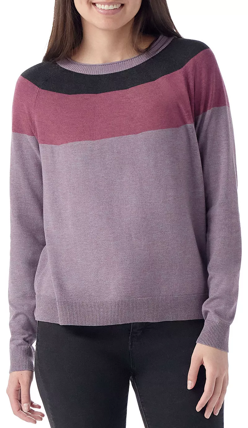 

Женский свитер с круглым вырезом Smartwool Edgewood Colorblock, цвет Chalk Violet Heather