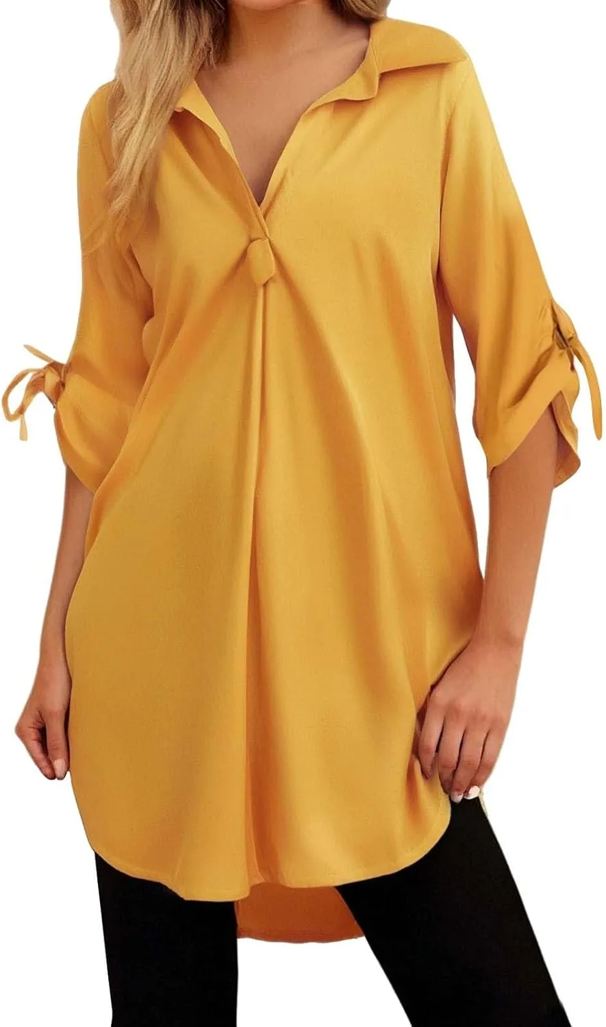 

Женская блузка oversize с V-образным вырезом и плиссировкой