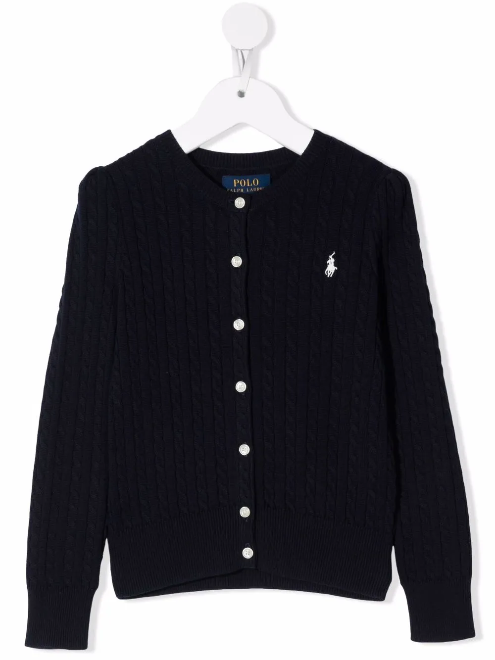 

Кардиган фактурной вязки с вышитым логотипом POLO RALPH LAUREN KIDS, синий
