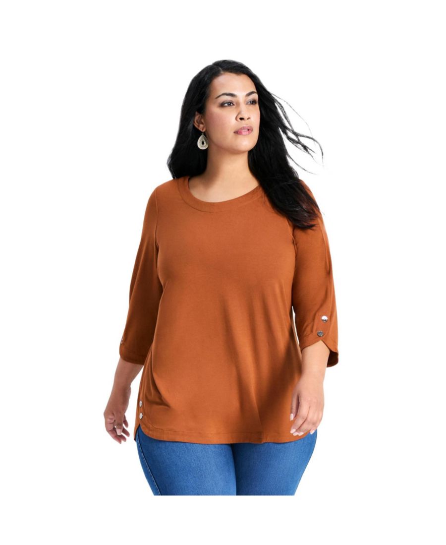 

Женская блузка больших размеров Sabrina с укороченным рукавом и рукавами 3/4 AVENUE, Hazelnut
