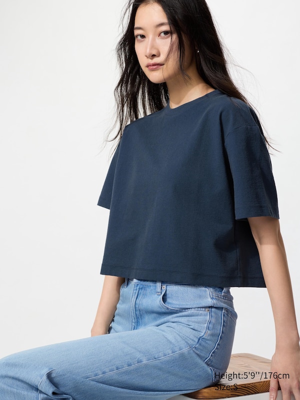 

Футболка из фактурного джерси Uniqlo, синий