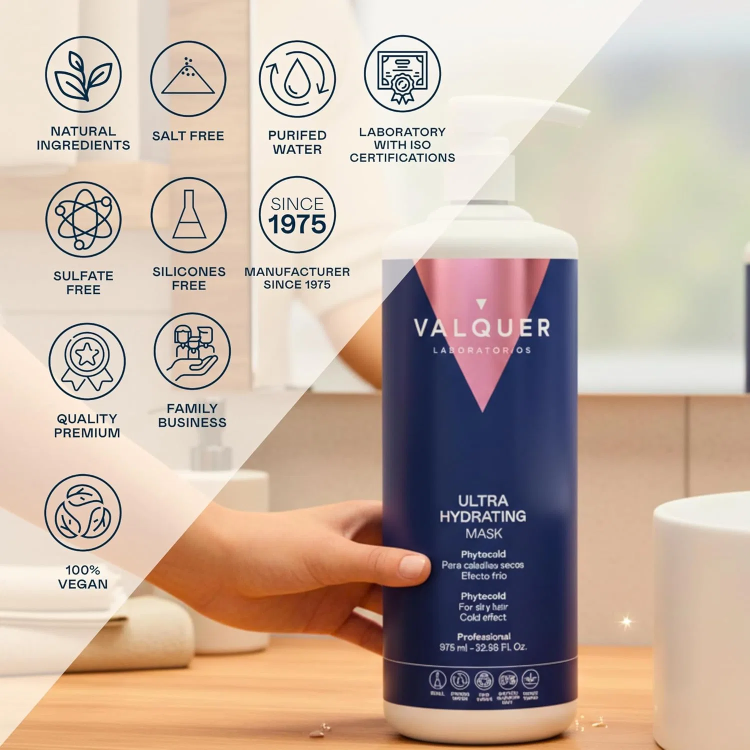 Ультраувлажняющая маска для волос Ultra-hydrating Ice Hair Mask от Válquer, 1000 мл Valquer Laboratorios — фото 2