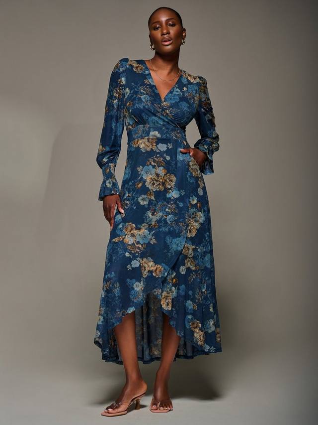 

Платье с длинными рукавами и цветочным принтом Jolie Moi, Navy Floral