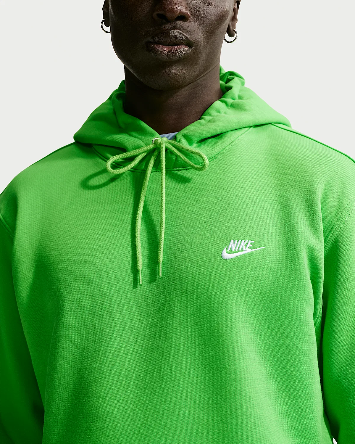 Мужская флисовая худи-пуловер Nike Club, Mean Green/Mean Green/White — фото 3