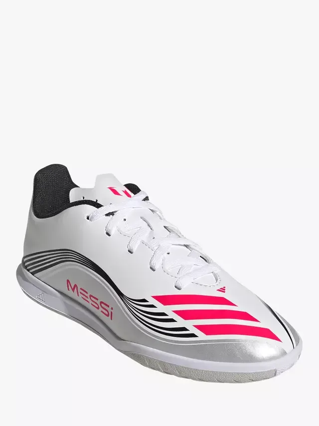 Детские футбольные бутсы F50 Club Лионеля Месси, белые adidas — фото 2