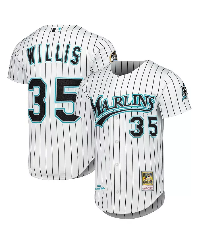 

Мужская аутентичная футболка Dontrelle Willis белого цвета Florida Marlins из коллекции Cooperstown Mitchell & Ness