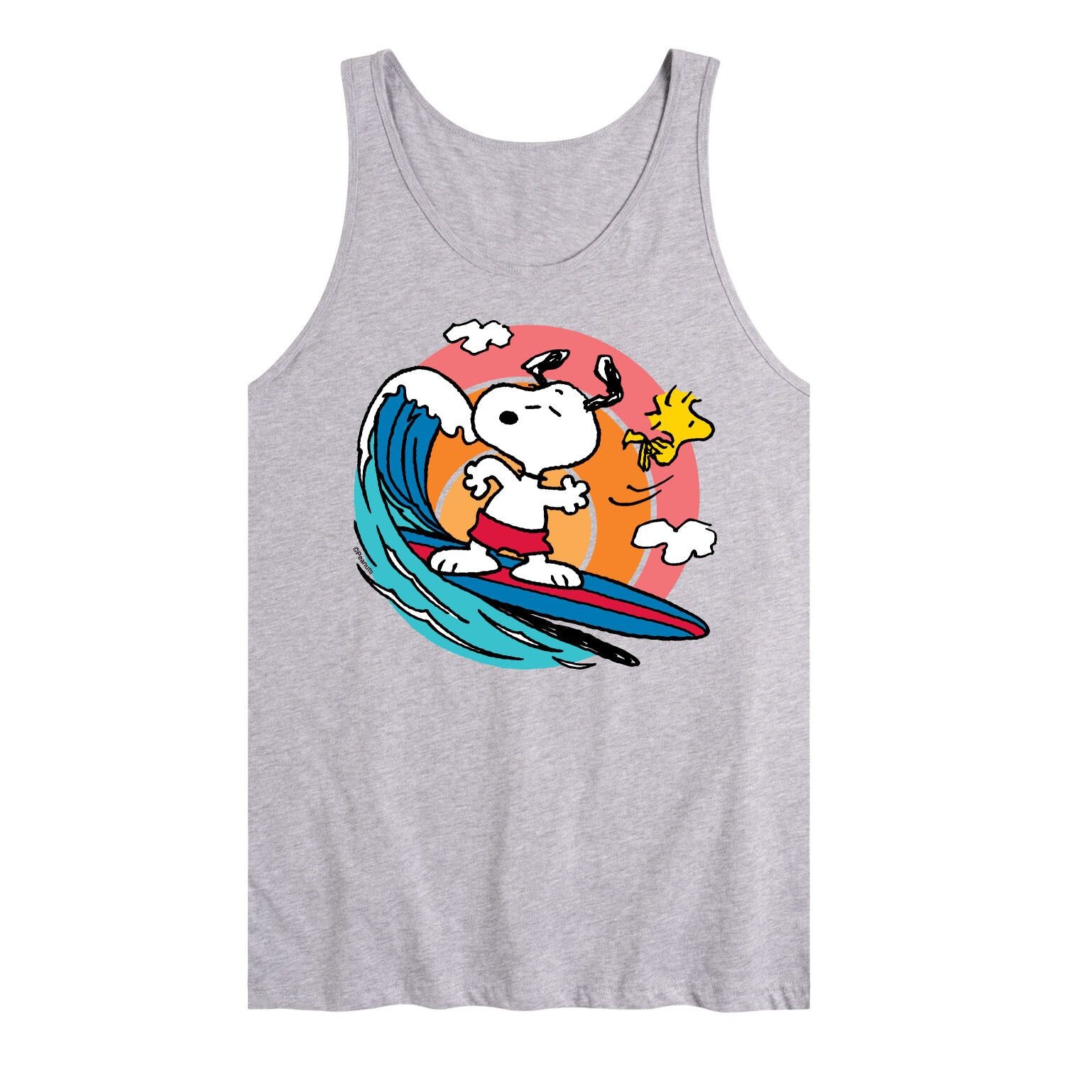 

Мужская майка Peanuts Snoopy Woodstock Surfing с рисунком Licensed Character