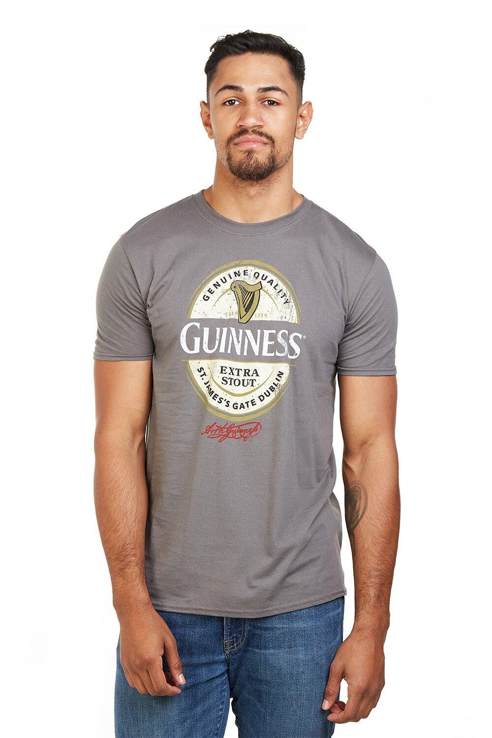 

Хлопковая футболка с надписью Guinness Label, серый