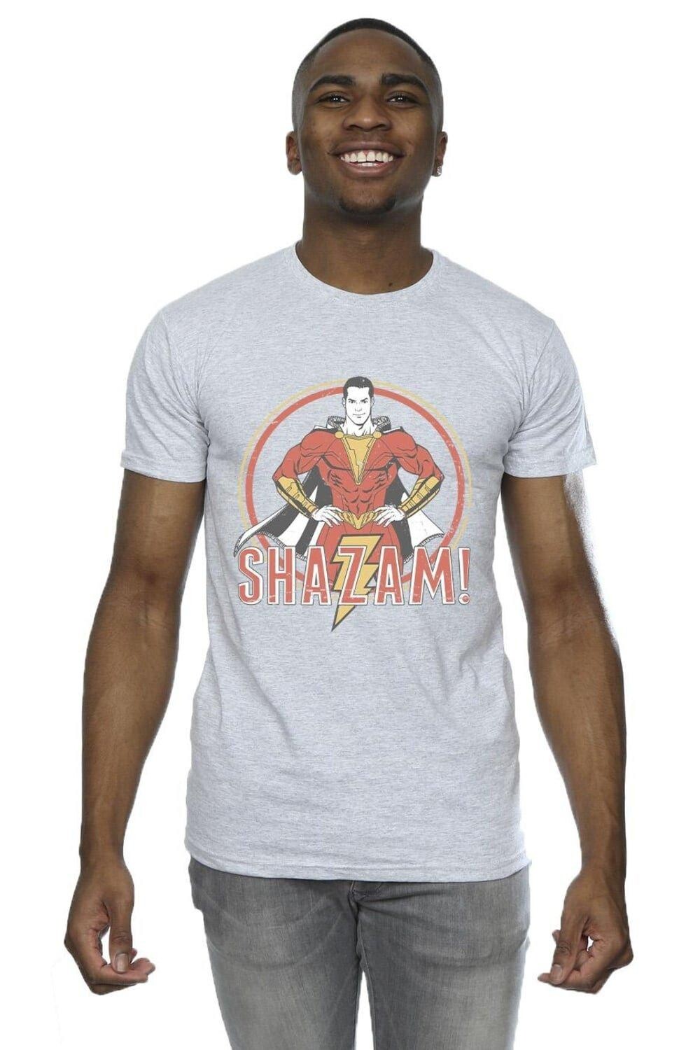 

Потертая футболка Shazam Retro Circle DC Comics, серый