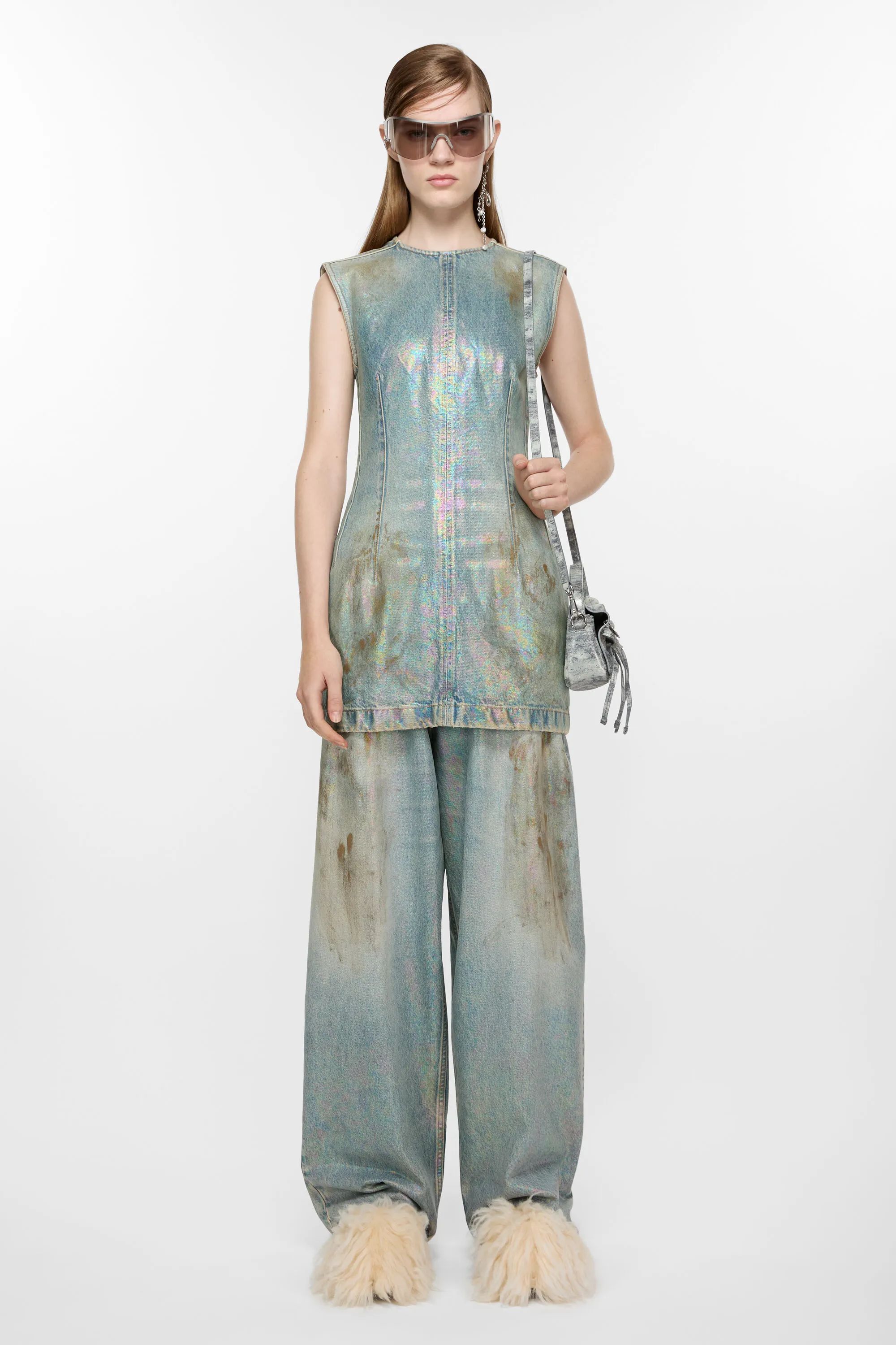 

Джинсовое платье с покрытием Acne Studios, цвет Mid Blue
