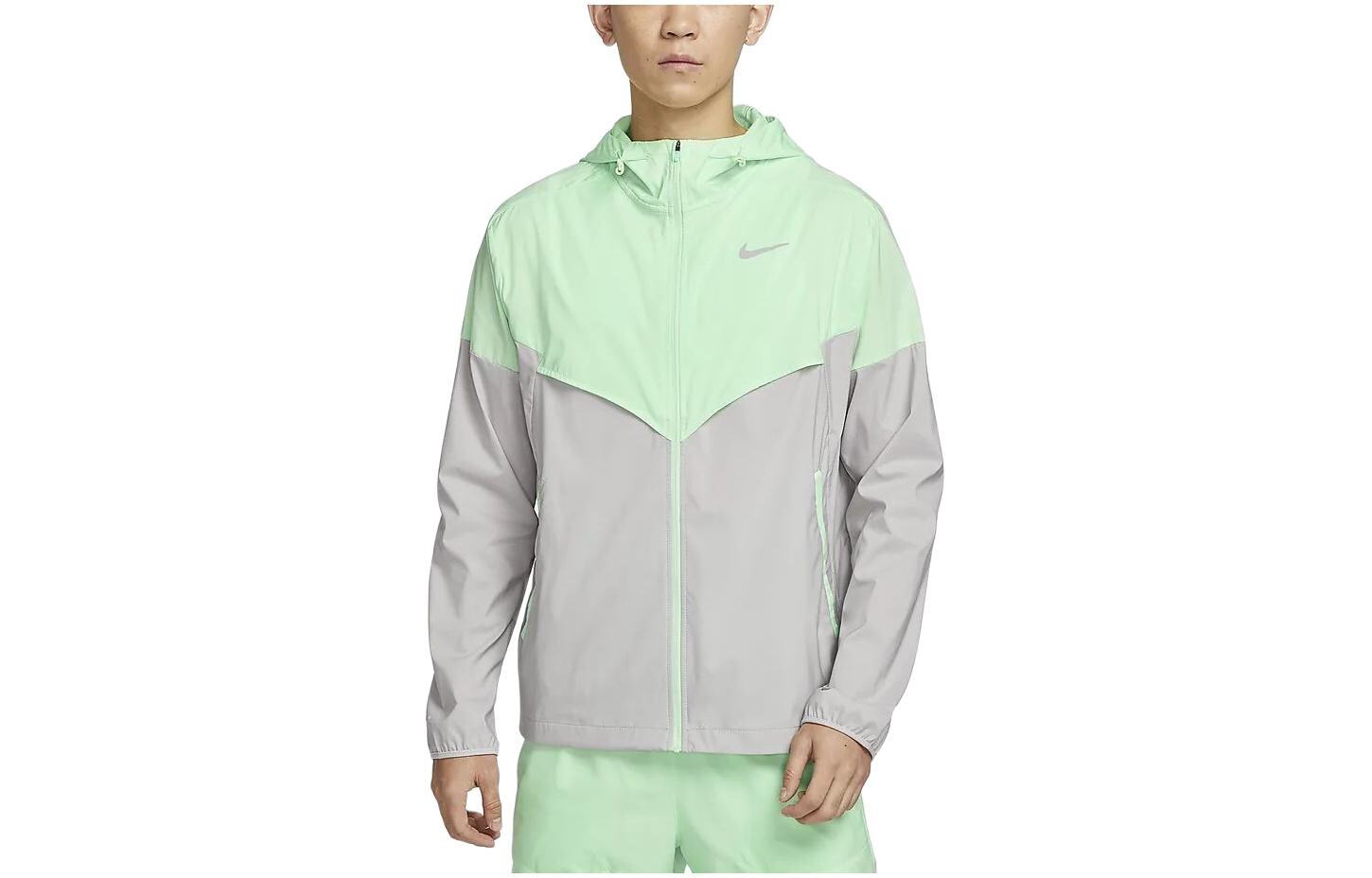 

Куртка для бега Windrunner Repel водонепроницаемая зеленая серая Nike, зеленый