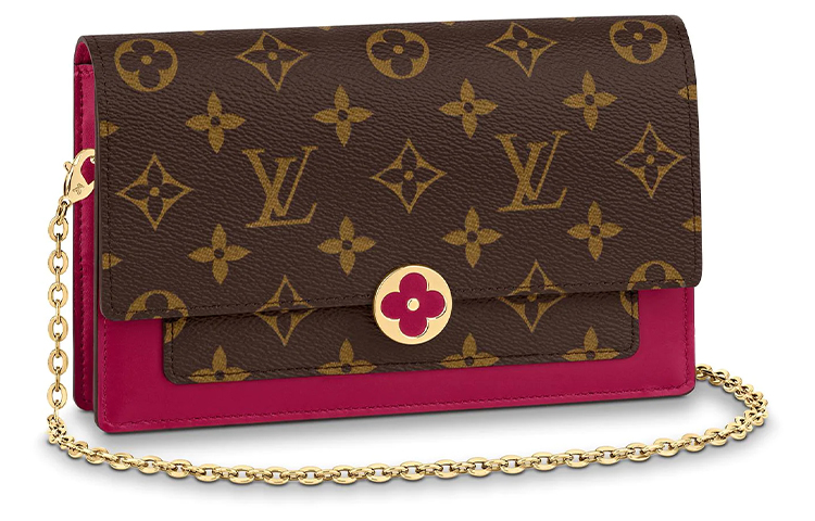 Louis Vuitton Кошелек на цепочке Flore с монограммой, коричневый/фуксия — фото 2