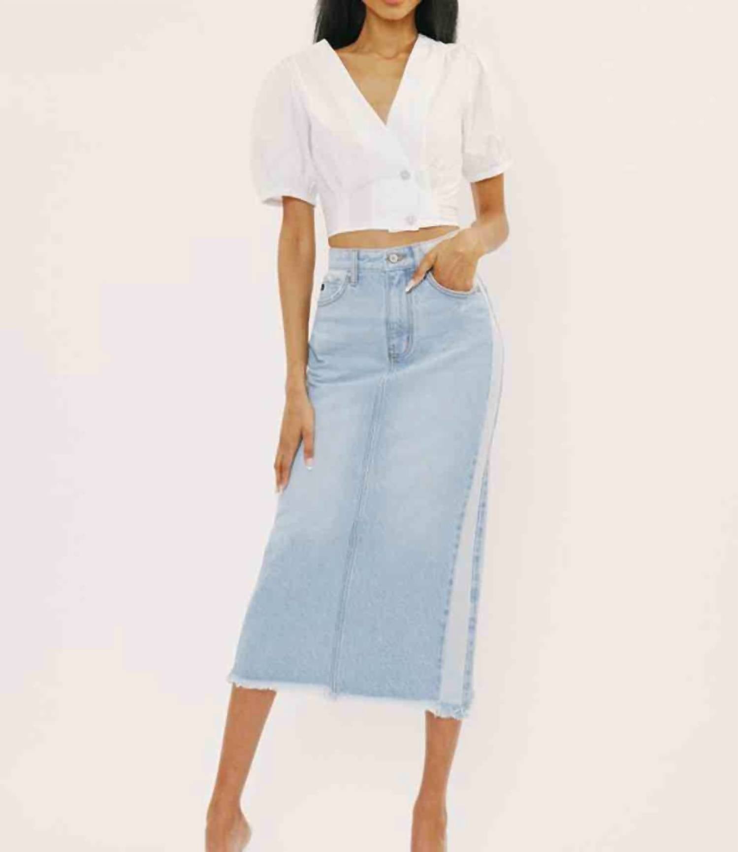 

Юбка-миди Penny с высокой талией в светлом дениме KanCan, Light Wash