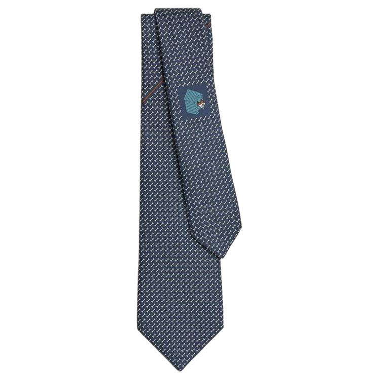 

HERMES Мужской галстук морской синий, Blue