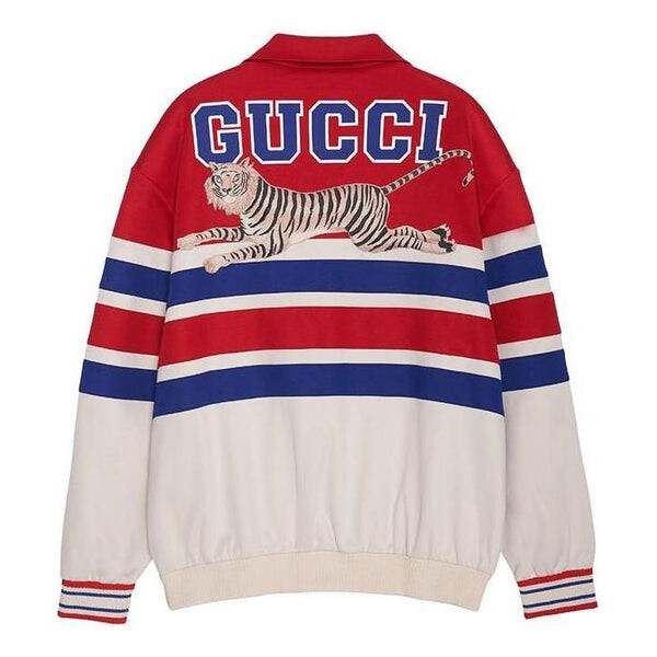 

Свитер tiger collared sweatshirt with patch 'red ivory' Gucci, красный