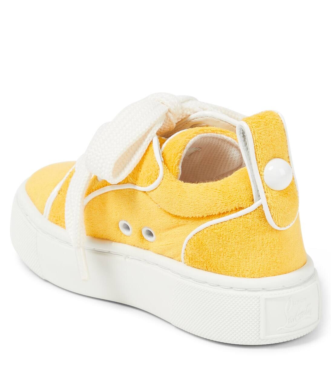 Махровые кеды Toy Toy с кожаной отделкой Christian Louboutin Kids, цвет pollen/bianco — фото 3