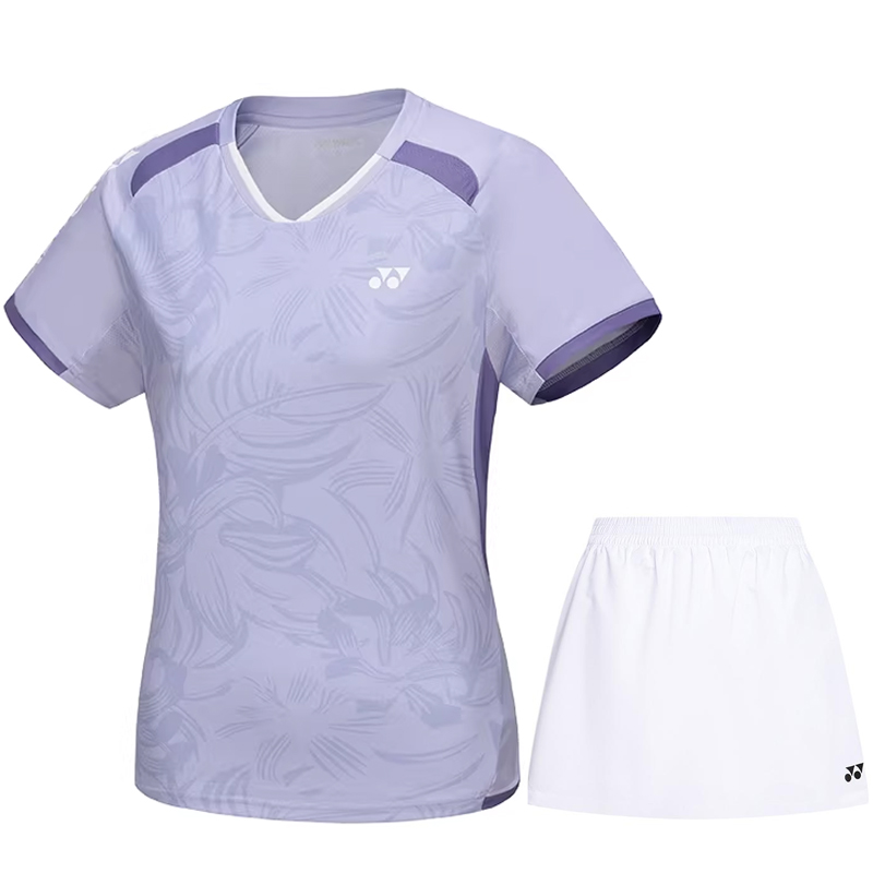 

Женские повседневные костюмы YONEX, dusty фиолетовый top+белый short skirt