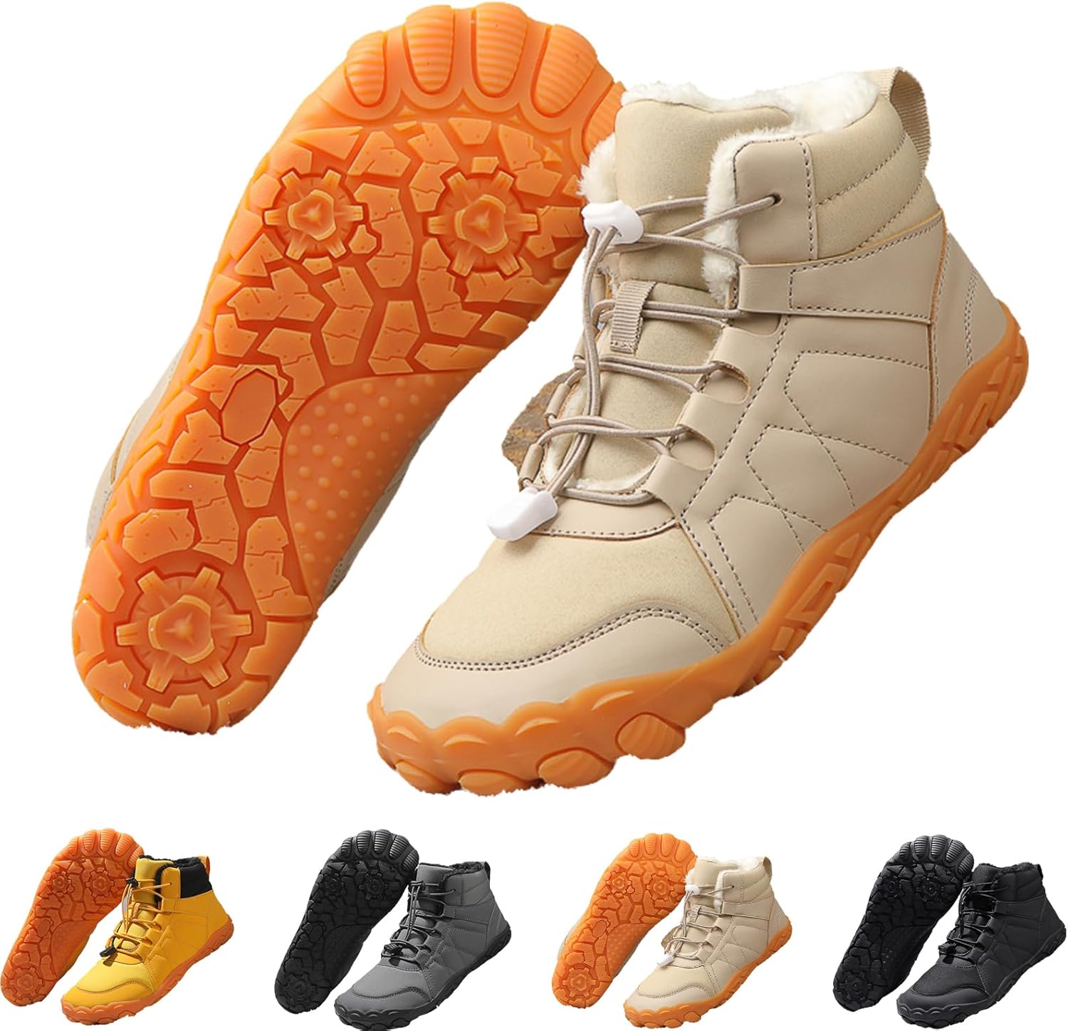 

Зимние ботинки для ходьбы для женщин и мужчин, водонепроницаемые и противоскользящие, снежные ботинки, с мягкой защитой носка Generic, бежевый