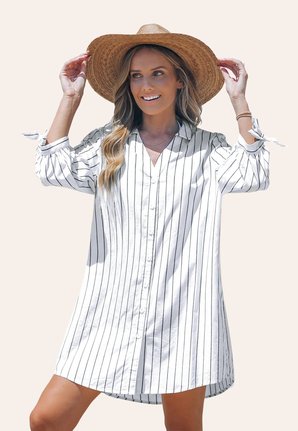 

Платье-рубашка CHIC STRIPED Cupshe, белый