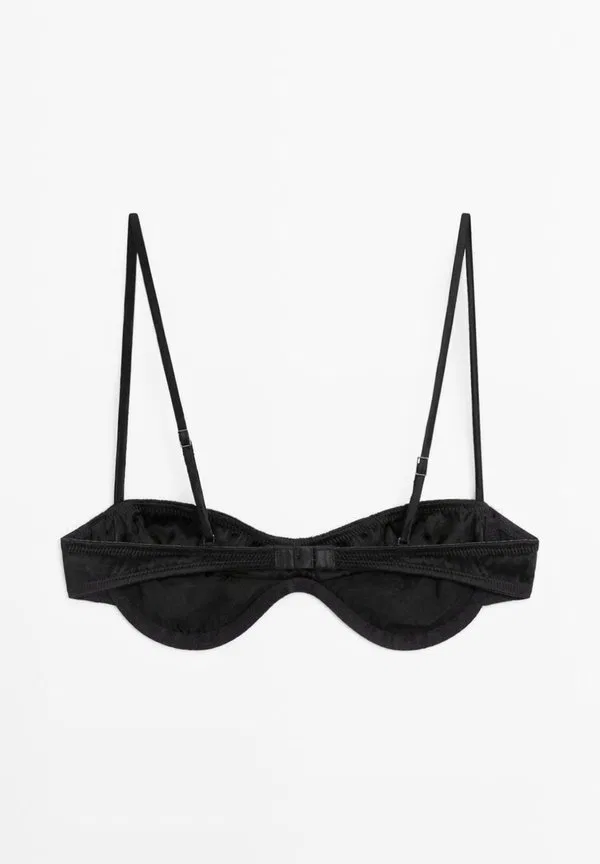 Топ-Бандо на косточках с плиссировкой, бюстгальтер на косточках Massimo Dutti, Black — фото 4