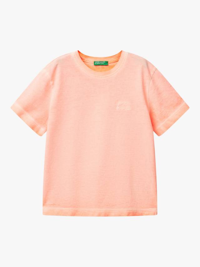 

Детская хлопковая футболка с эффектом потертости Benetton, Fluo Orange