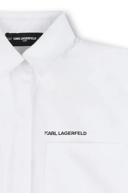Рубашка хлопковая детская Karl Lagerfeld, белый — фото 4