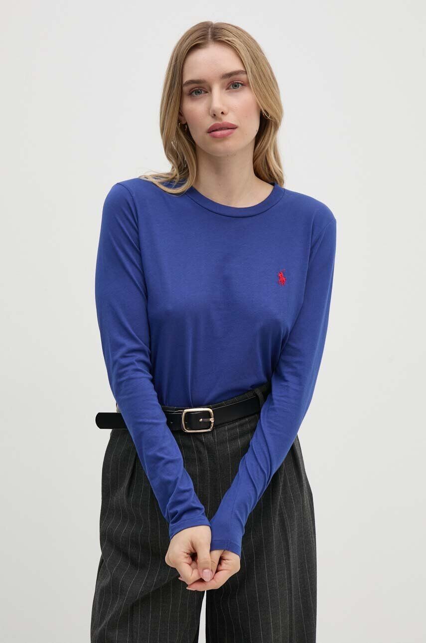 

Хлопковый топ Polo Ralph Lauren с длинными рукавами, синий
