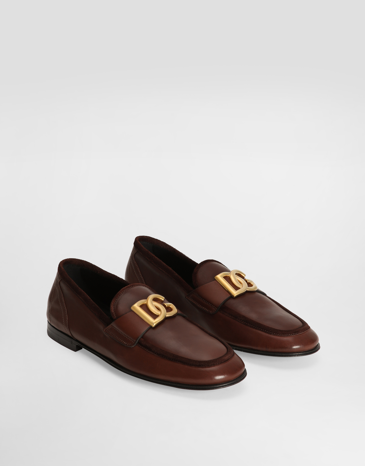 Тапочки из телячьей кожи Dolce & Gabbana, коричневый — фото 2