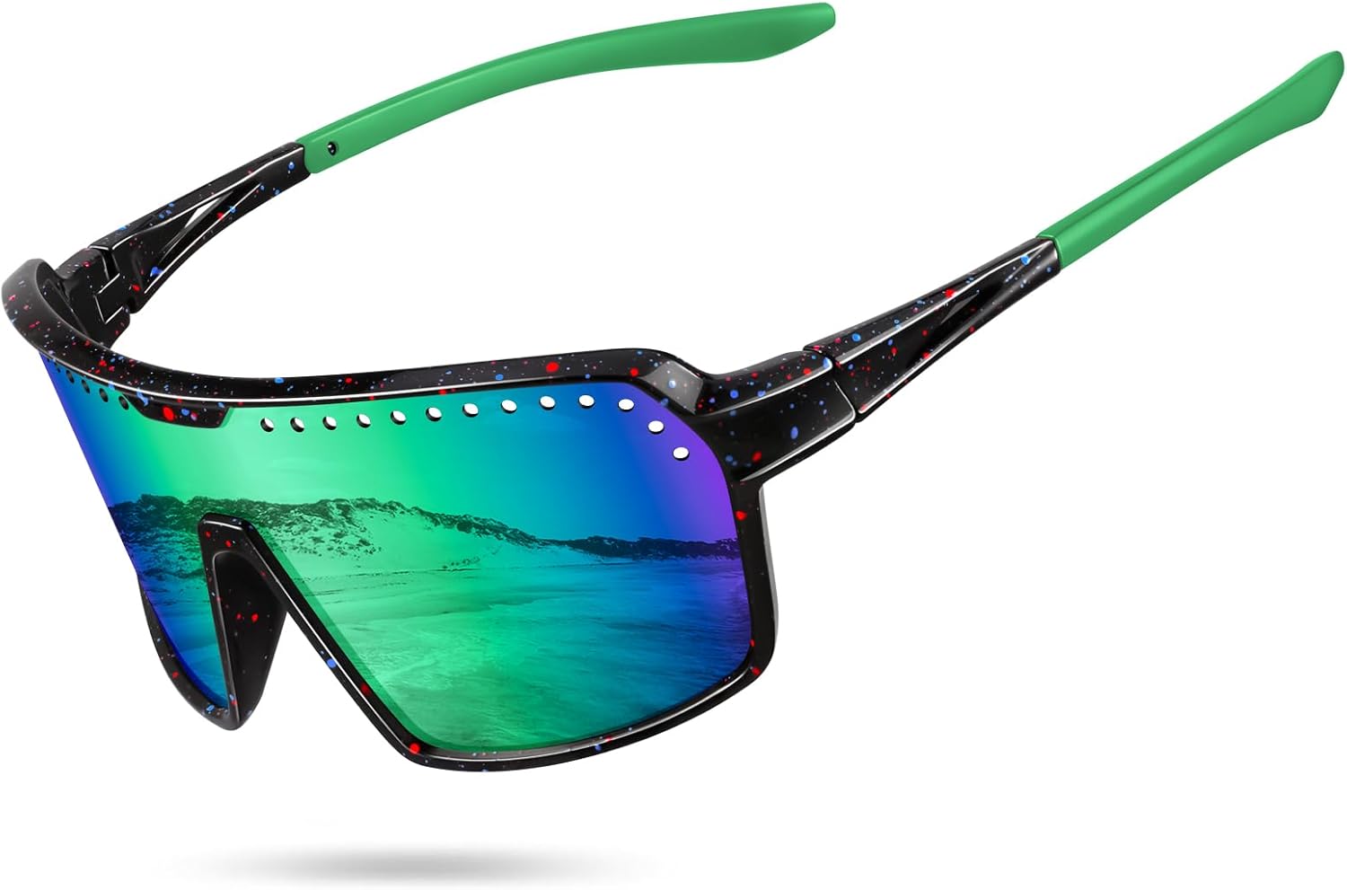 

Поляризованные спортивные солнцезащитные очки KUGUAOK для мужчин и женщин, для велоспорта, бега, с защитой от УФ-излучения, с большой оправой, для горного велосипеда, Green