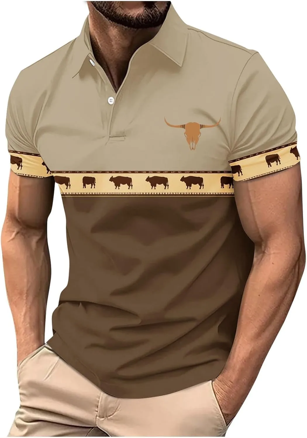 

Мужская поло с ацтекским принтом, короткий рукав Sdeycui