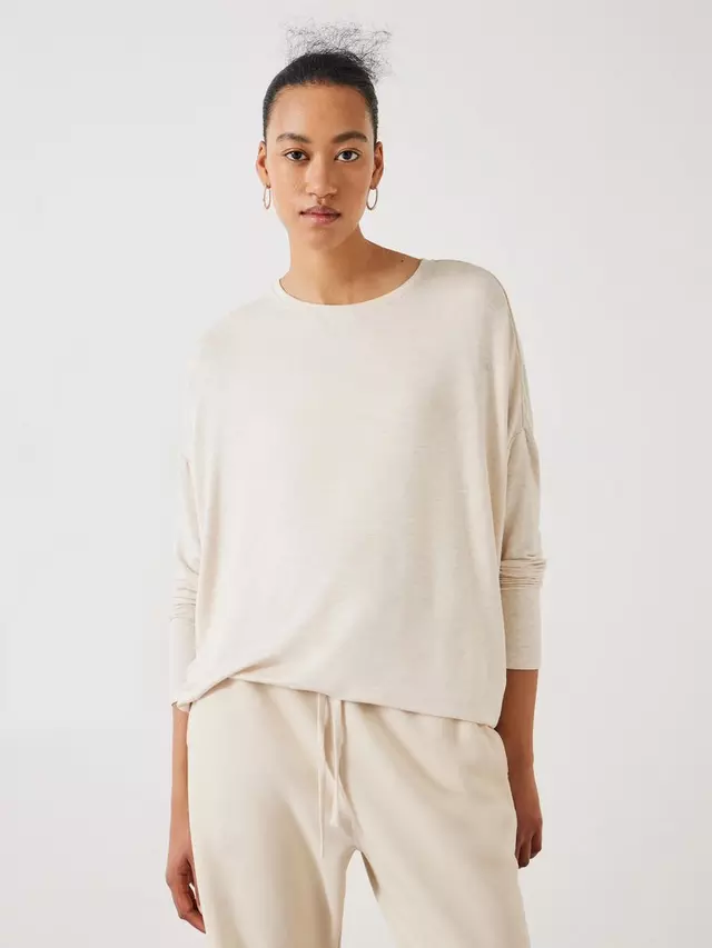 

Топ HUSH Gillian Ecovero Wide Jersey, цвет oatmeal/marl
