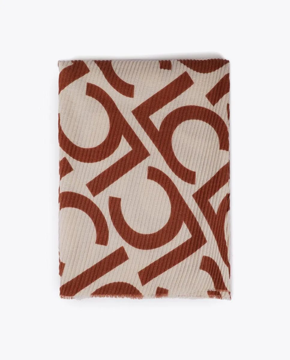 

Женский шарф плиссированный двухцветный с логотипом Lola Casademunt, коричневый