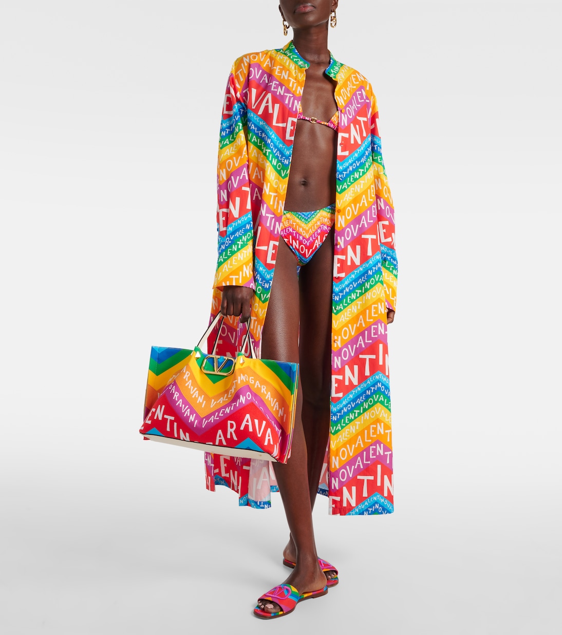 Платье-рубашка из хлопка Valentino Chevron 24 Valentino, разноцветный — фото 2