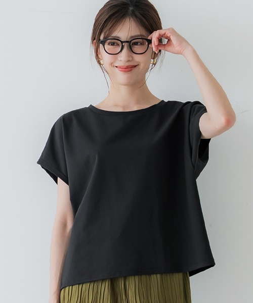 

Coca（coca） Футболка с коротким рукавом и кокетливым кроем Silky Touch Coca, черная