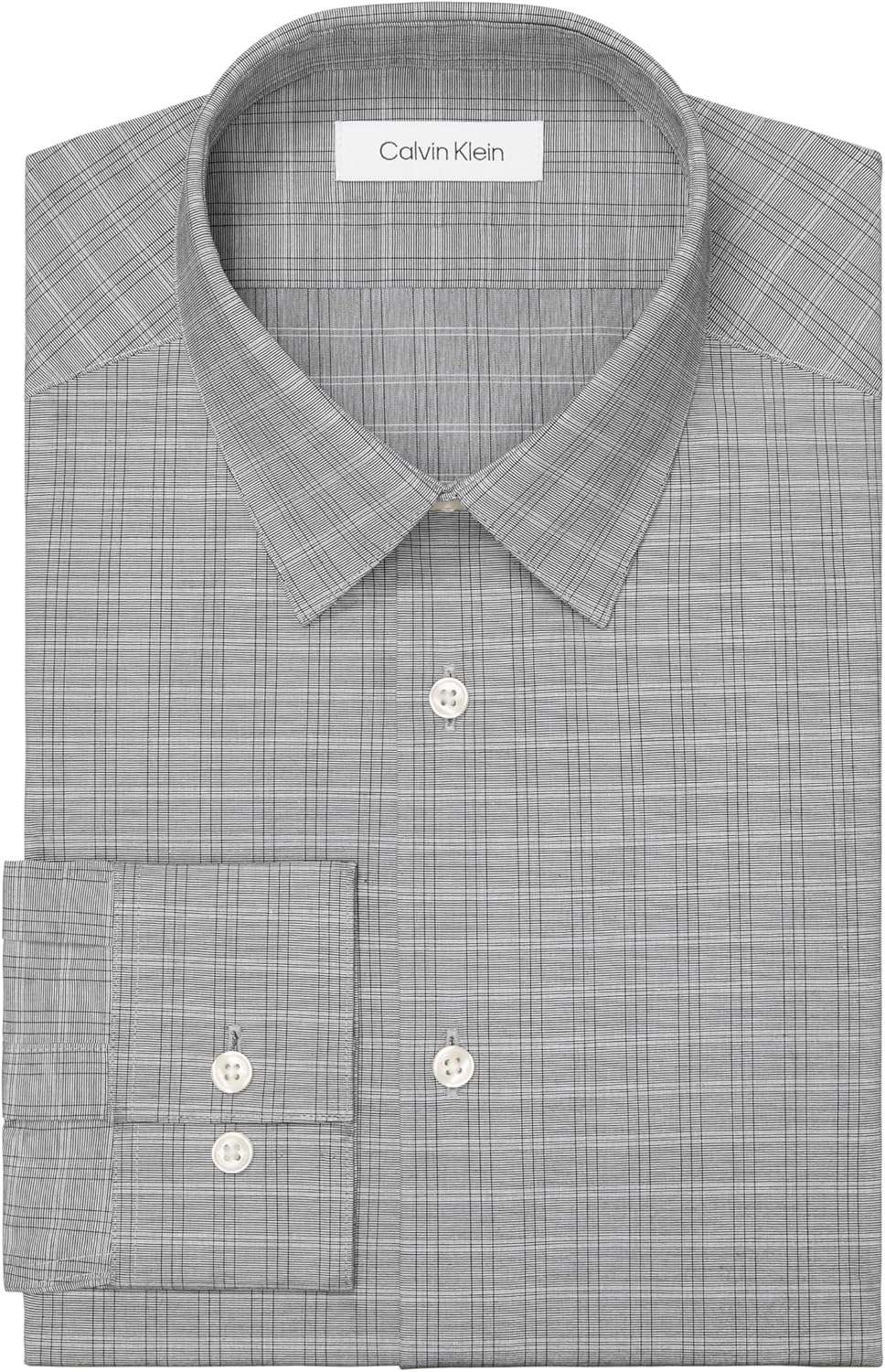 Мужская рубашка Calvin Klein Slim Fit, не требующая глажки, эластичная, в клетку, Black — фото 3