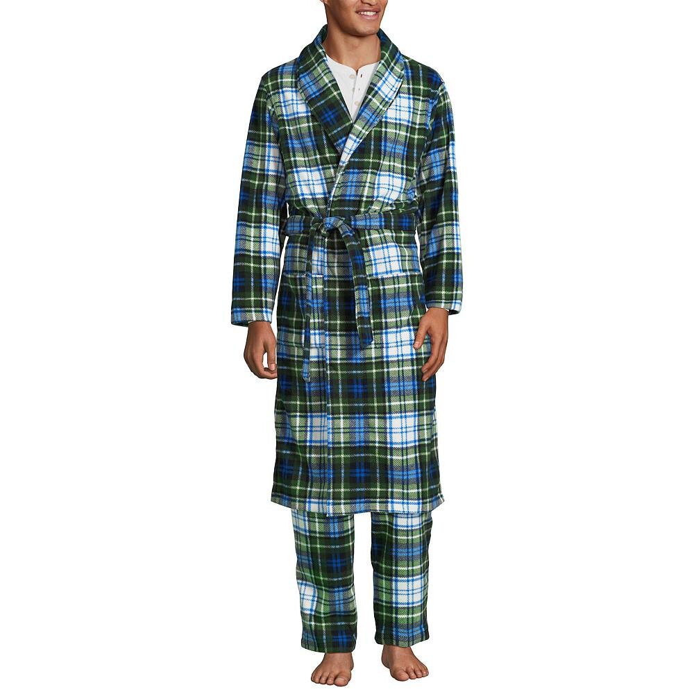 

Мужской флисовый халат Lands End Lands' End, цвет Blue Evergreen Plaid