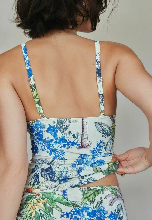 Укороченный топ от бикини с облегающим силуэтом. Next, Cream Navy Parrot Print — фото 2