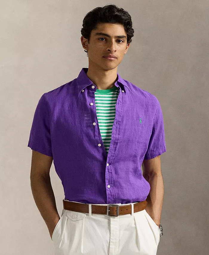

Мужская классическая льняная рубашка Polo Ralph Lauren, фиолетовый