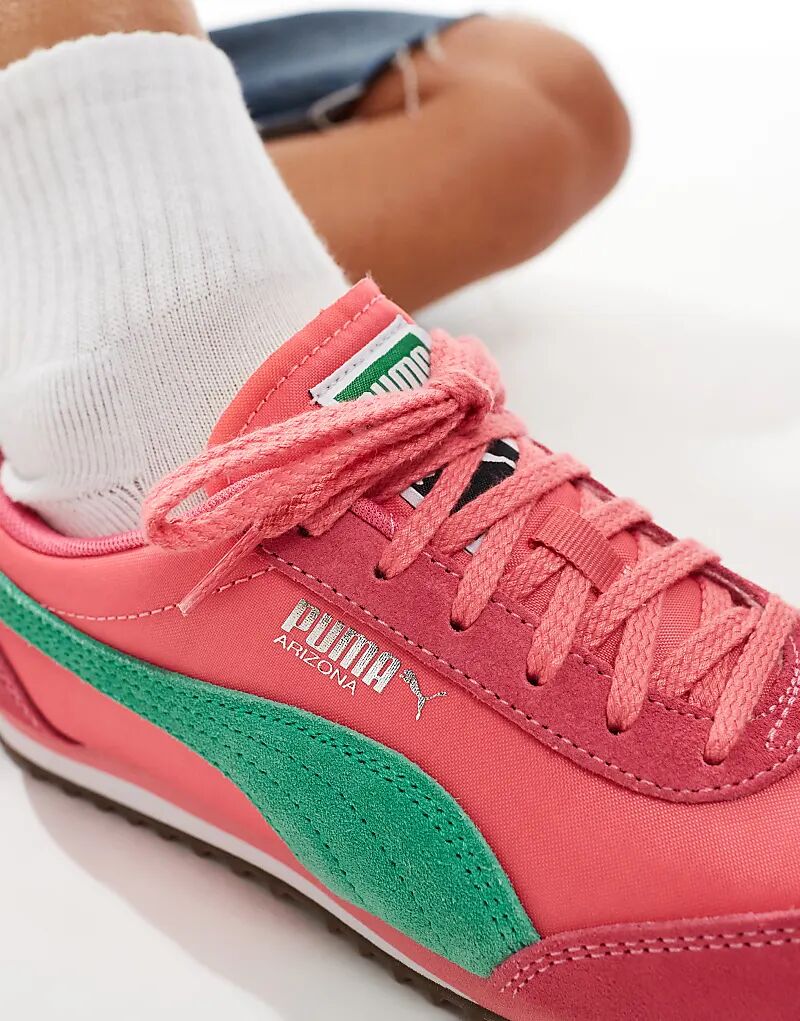 Кроссовки Arizona Nylon розового и зеленого цвета Puma — фото 4
