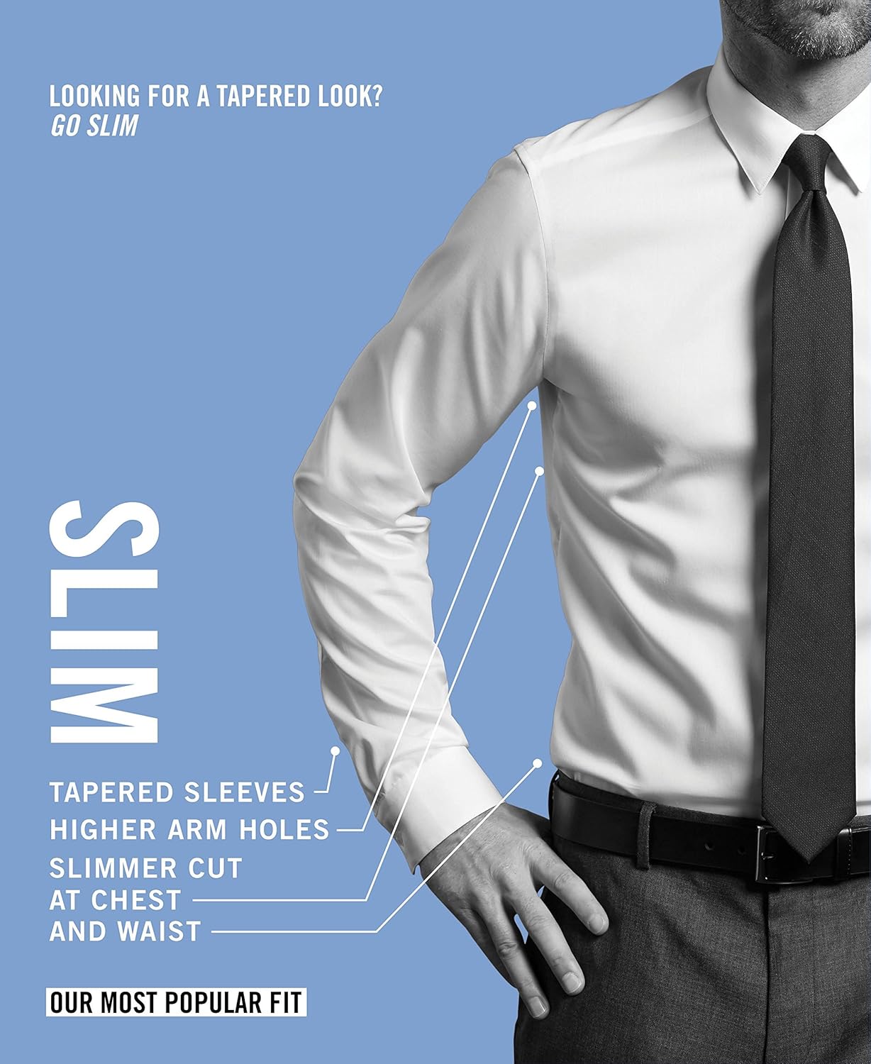 Мужская рубашка Calvin Klein Slim Fit с рисунком «елочка» без желтизны, White — фото 4