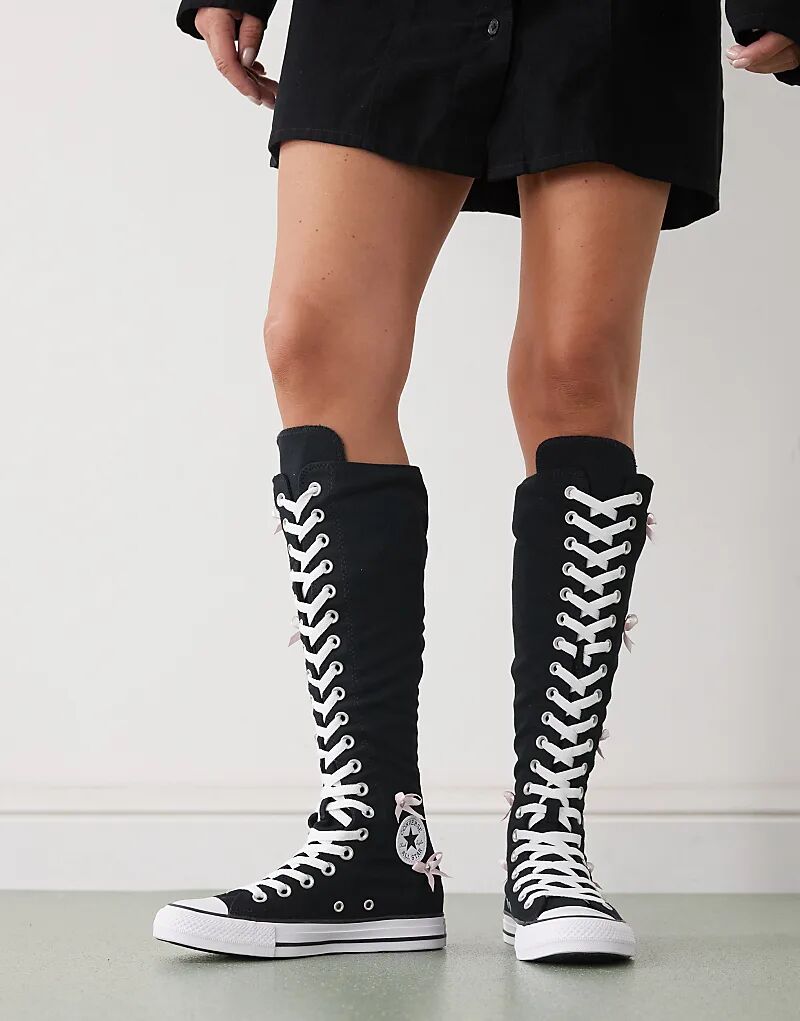 Кроссовки Converse Chuck Taylor All Star Knee Hi черного цвета с бантами — фото 4