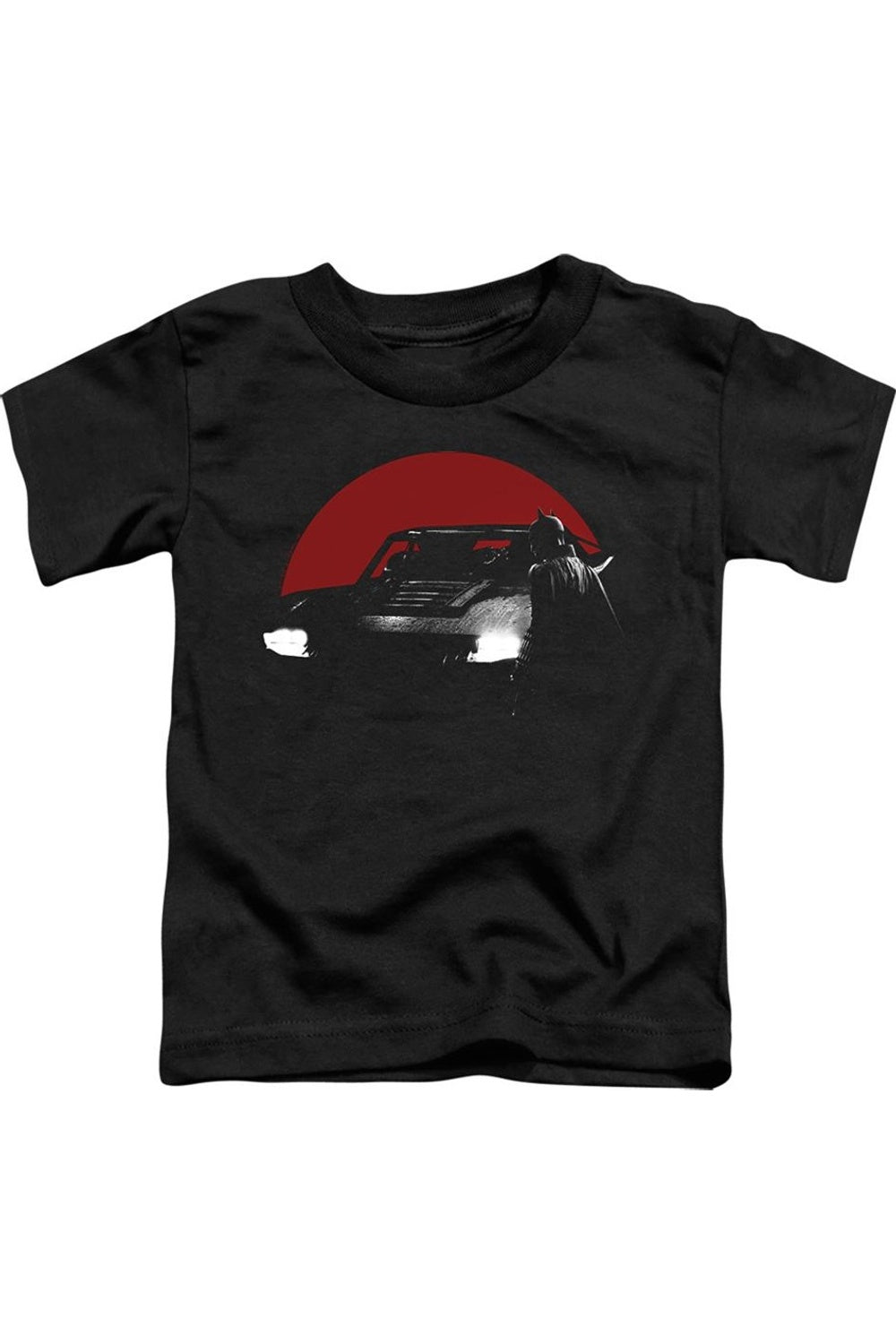 

Футболка для малышей The Batman с красной луной и Бэтмобилем Gildan