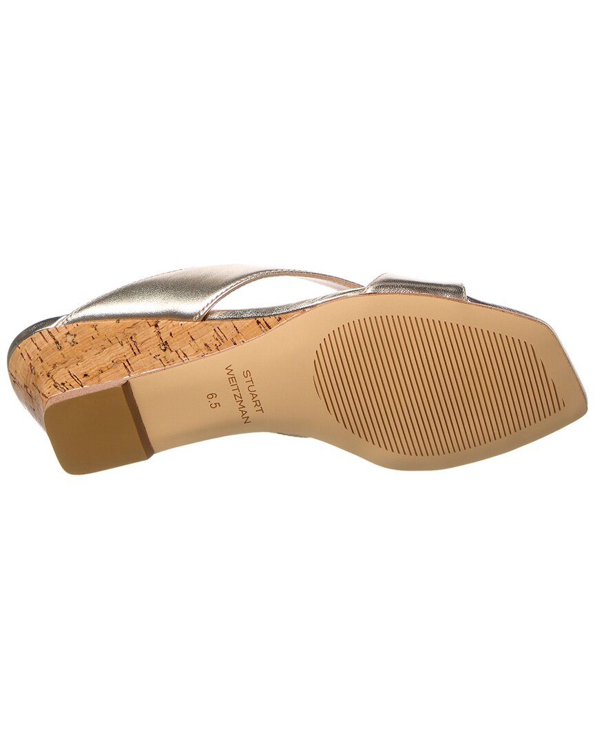 Stuart Weitzman Miami 50 Leather Wedge Sandal, золотой — фото 4