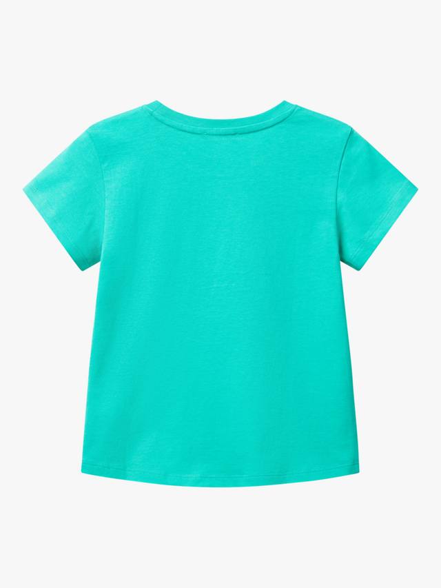 Детская хлопковая футболка с пайетками и коротким рукавом Benetton, Teal Green — фото 2