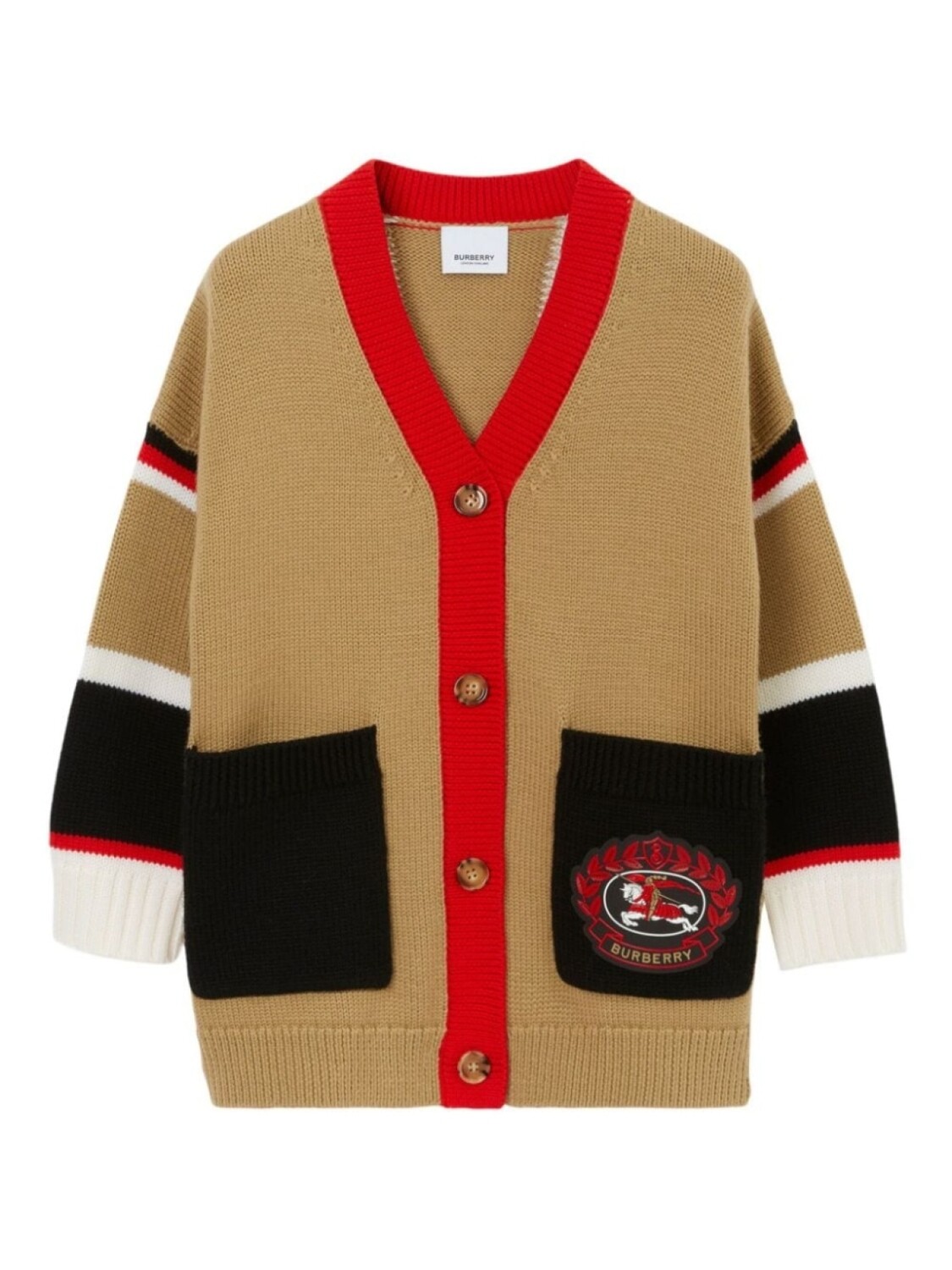 

Burberry Kids шерстяной кардиган с аппликацией, нейтральный цвет