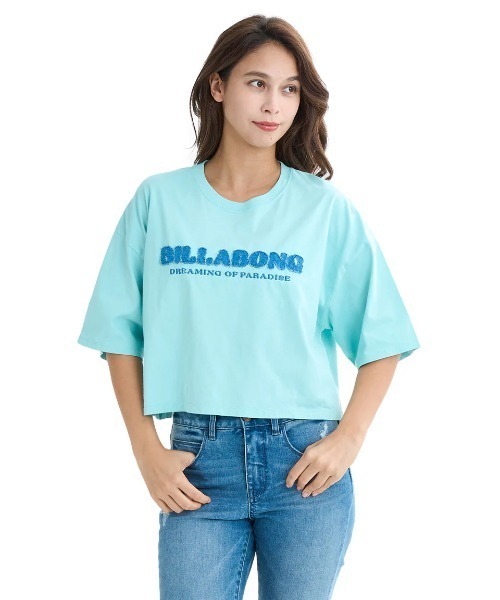 

Женская укороченная футболка свободного кроя BILLABONG с аппликацией, зеленый