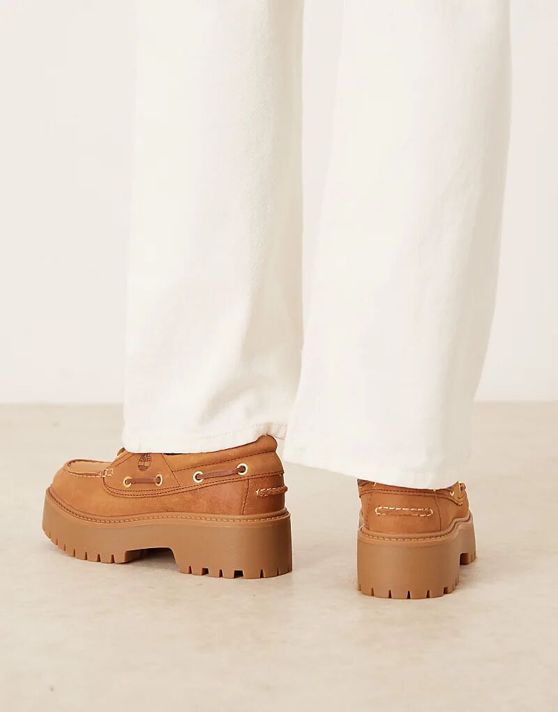 Туфли-лодочки Timberland Stone Street на платформе с тремя люверсами из коричневого нубука — фото 3