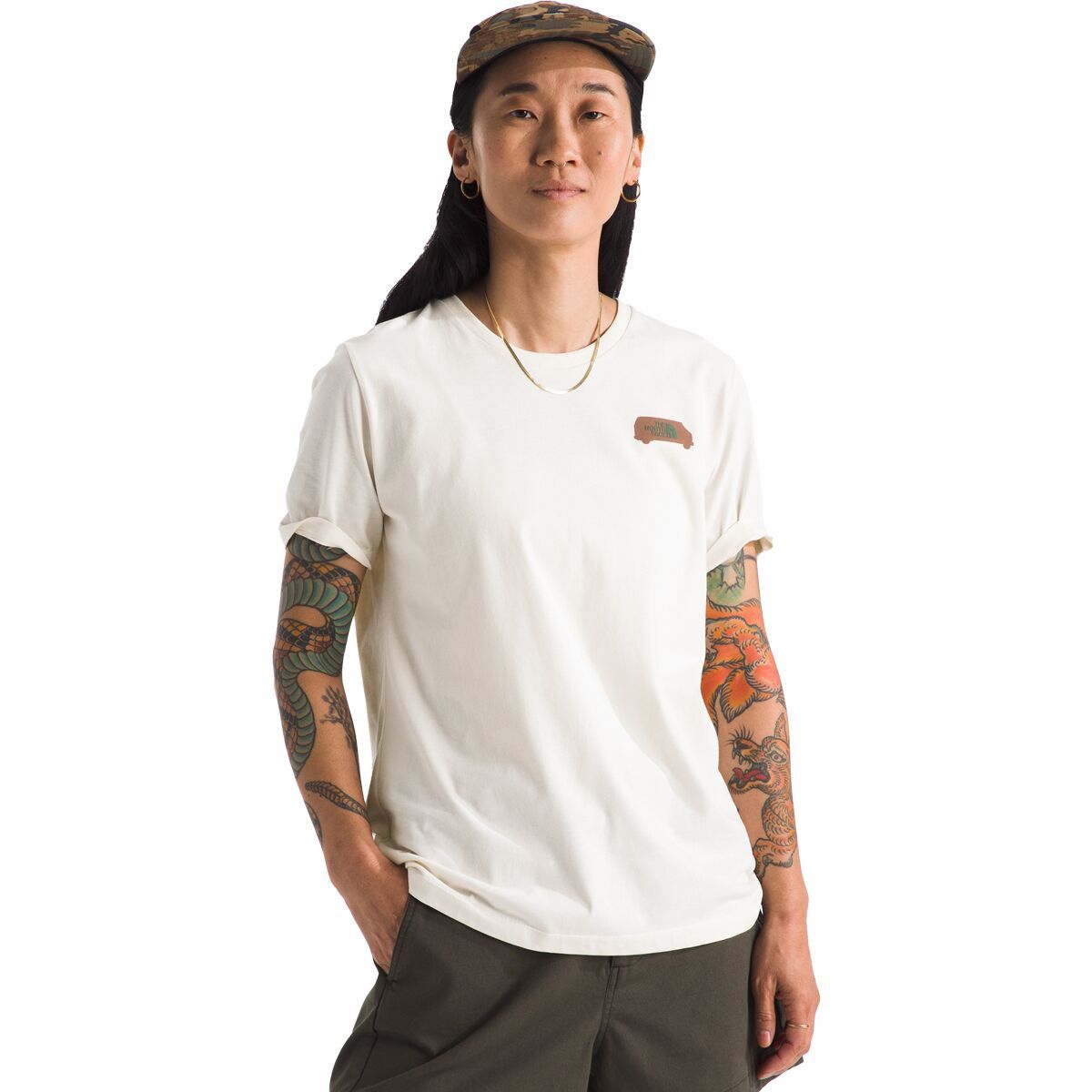 

Короткий рукав уличная графическая футболка The North Face, белый