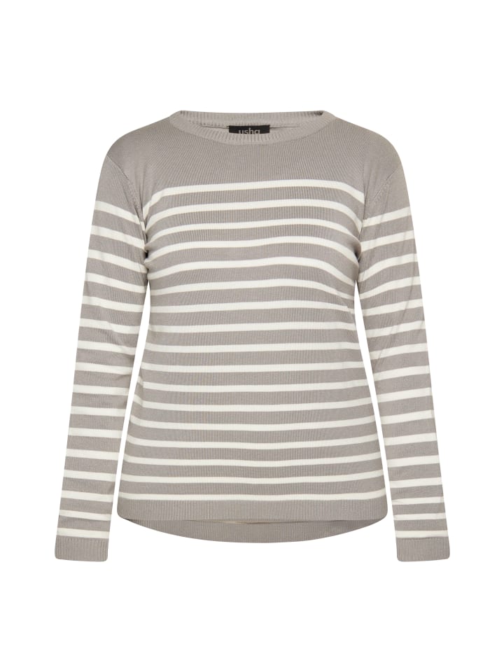 

Женский вязаный свитер серого и кремового цветов usha BLACK LABEL