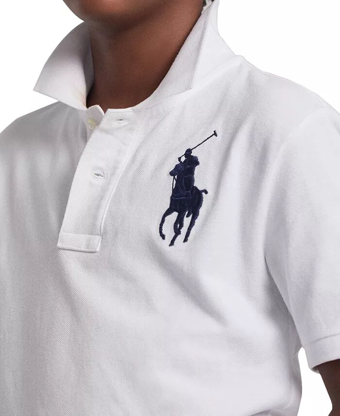 Поло из хлопковой сетки с короткими рукавами Big Boys Big Pony Polo Ralph Lauren, белый — фото 3